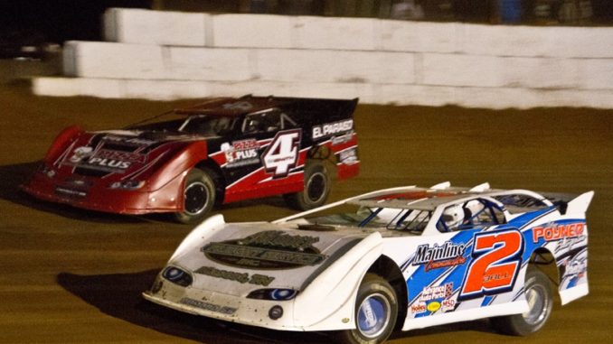 (4-1-17) Dale Ball #2 - Michael Smith #4 (Volunteer Speedway - Steel Head Late Model)