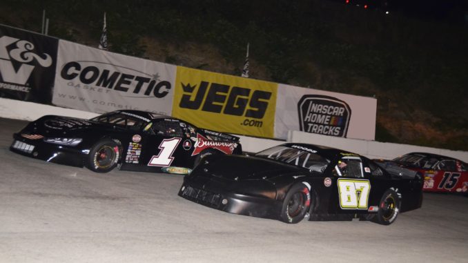 (6-29-18) Hayden Woods #87 - Zeke Shell #1 (Kingsport Speedway - Late Model Stock Car)