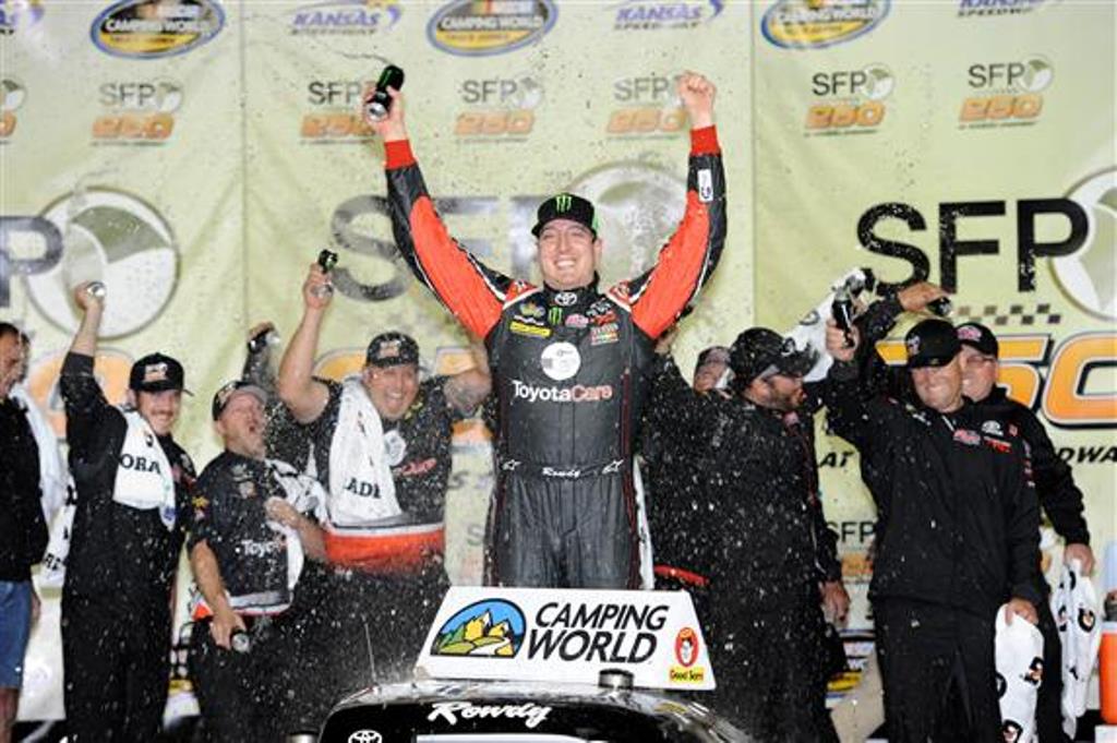 during the NASCAR Camping World Truck Series SFP 250 at Kansas Speedway on May 9, 2014 in Kansas City, Kansas.